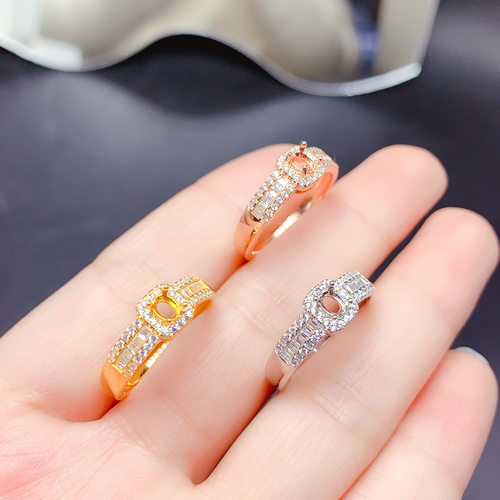 DIY精致三色925银镶嵌椭圆形3x4m