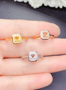 925银时尚镶嵌气质椭圆形百搭