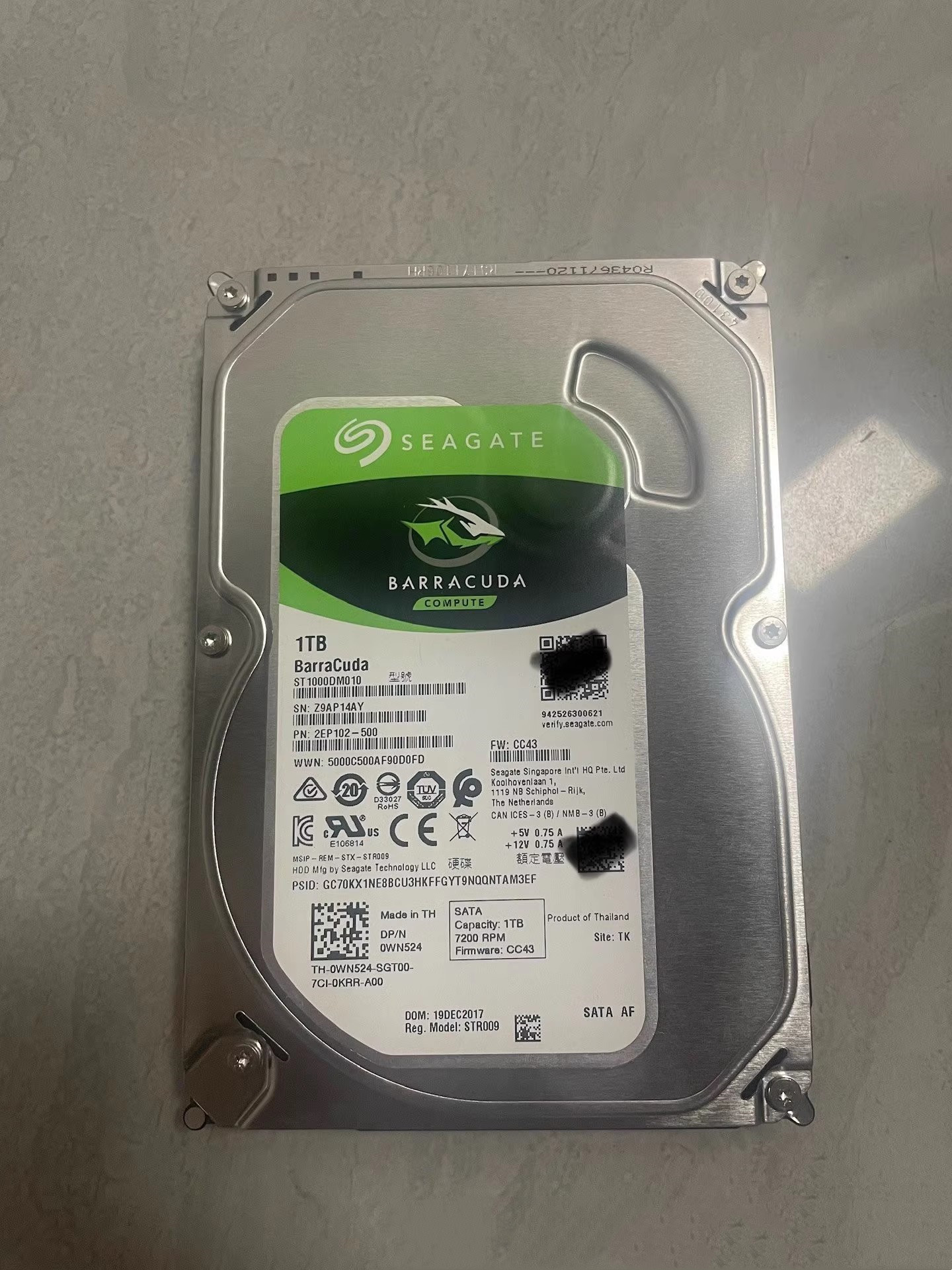 Seagate/希捷 ST1000DM010 1T台式机电脑1TB机械硬