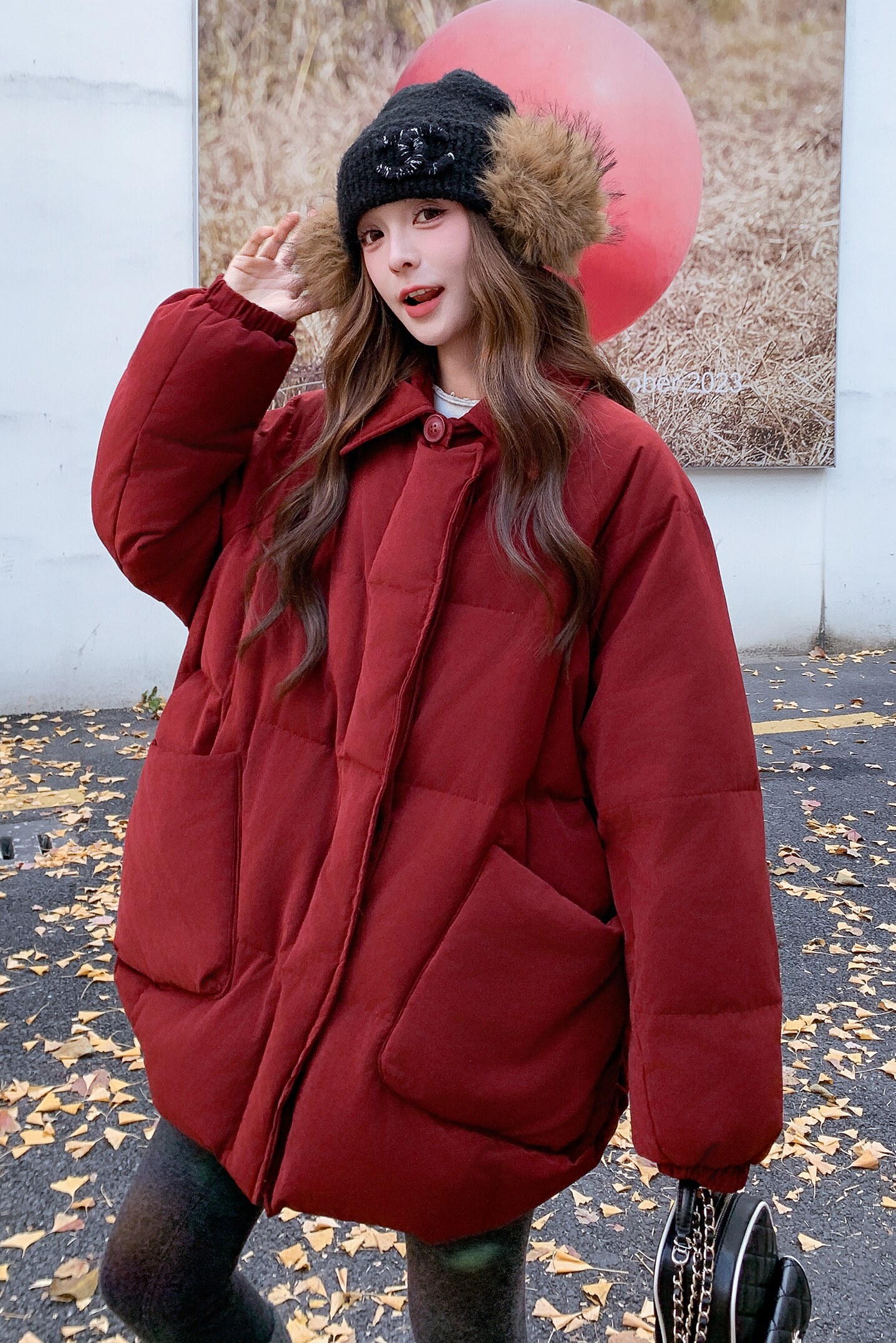 圣诞新年红色羽绒服女2025冬季新款韩系巨好看气质减龄白鸭绒外套,女装棉衣/棉服,2C103