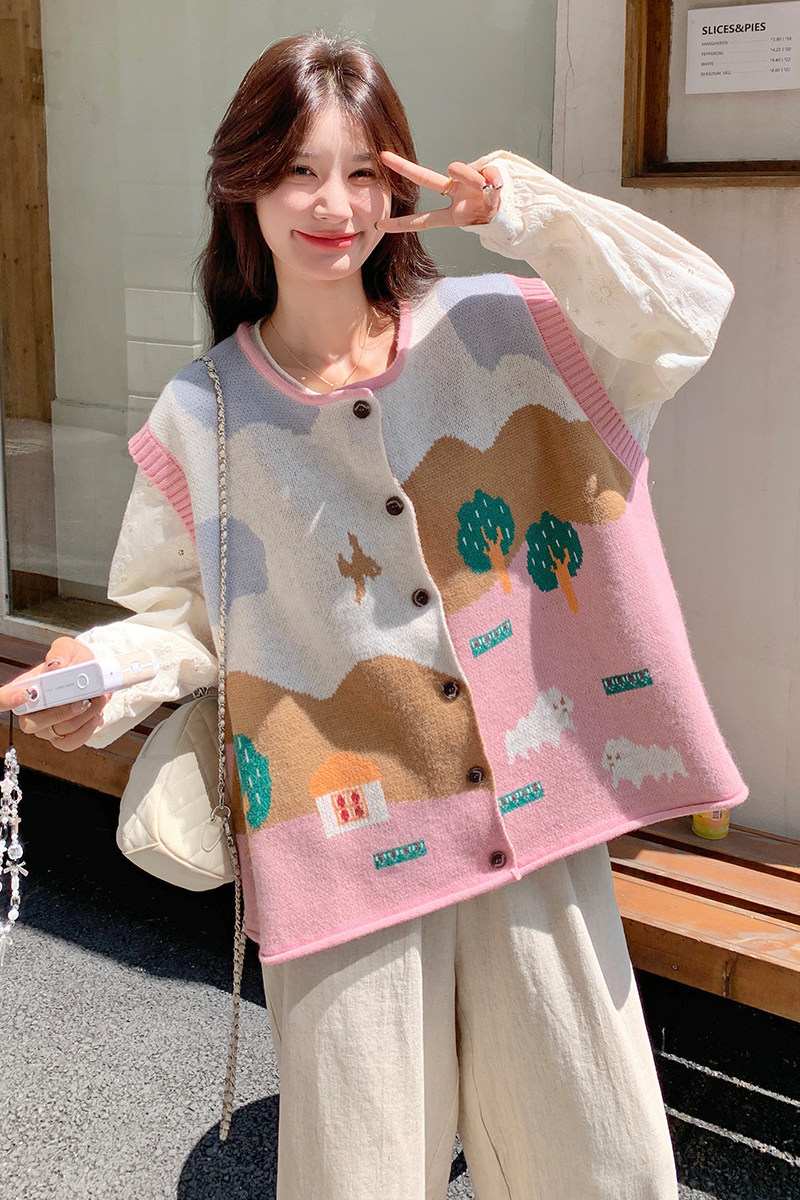 时尚衬衣针织马甲阔腿裤三件套女2025秋季新款韩版设计感时尚套装,女装套装/套裙,2C103