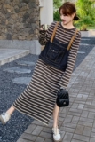 简约通勤春秋时尚套装通勤套装背带裙韩版春装ins风大码显瘦牛仔，女装连衣裙，2C103