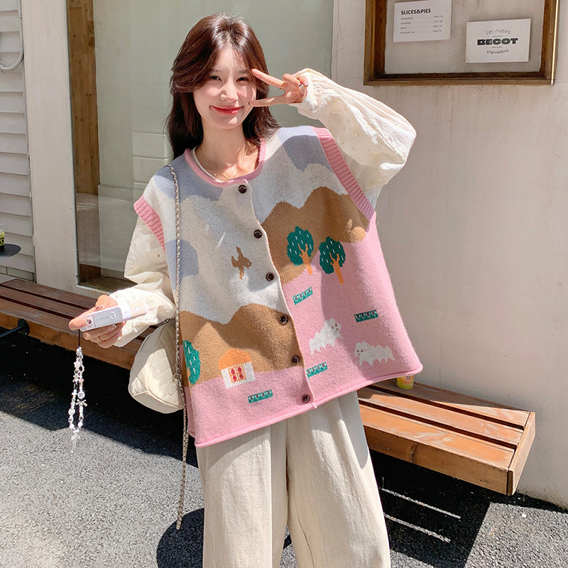 时尚衬衣针织马甲阔腿裤三件套女2025秋季新款韩版设计感时尚套装,女装套装/套裙,2C103
