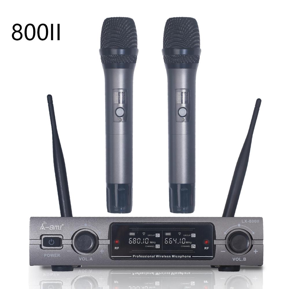 AMI LX-800II无线话筒一拖二话筒家用会议舞台KTV专用麦克风