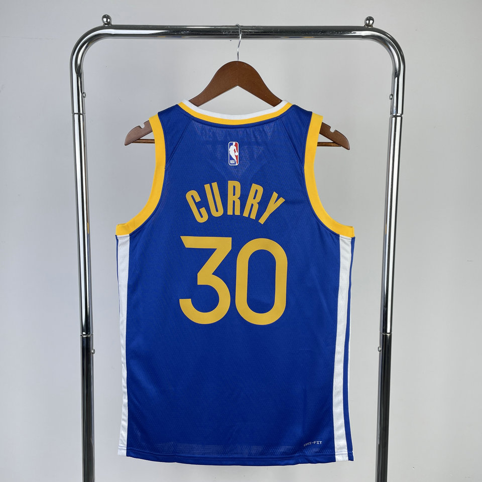 23-24新赛季勇士队30号库里球衣 stephen curry热压篮球服 蓝