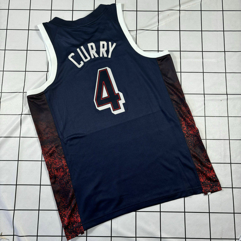 梦之队4号库里球衣 热压球迷版篮球服 cruuy美国国家队梦十六深蓝