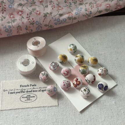 Rose island 自制碎花系 DIY手工包布蘑菇纽扣连衣裙上衣手缝扣女