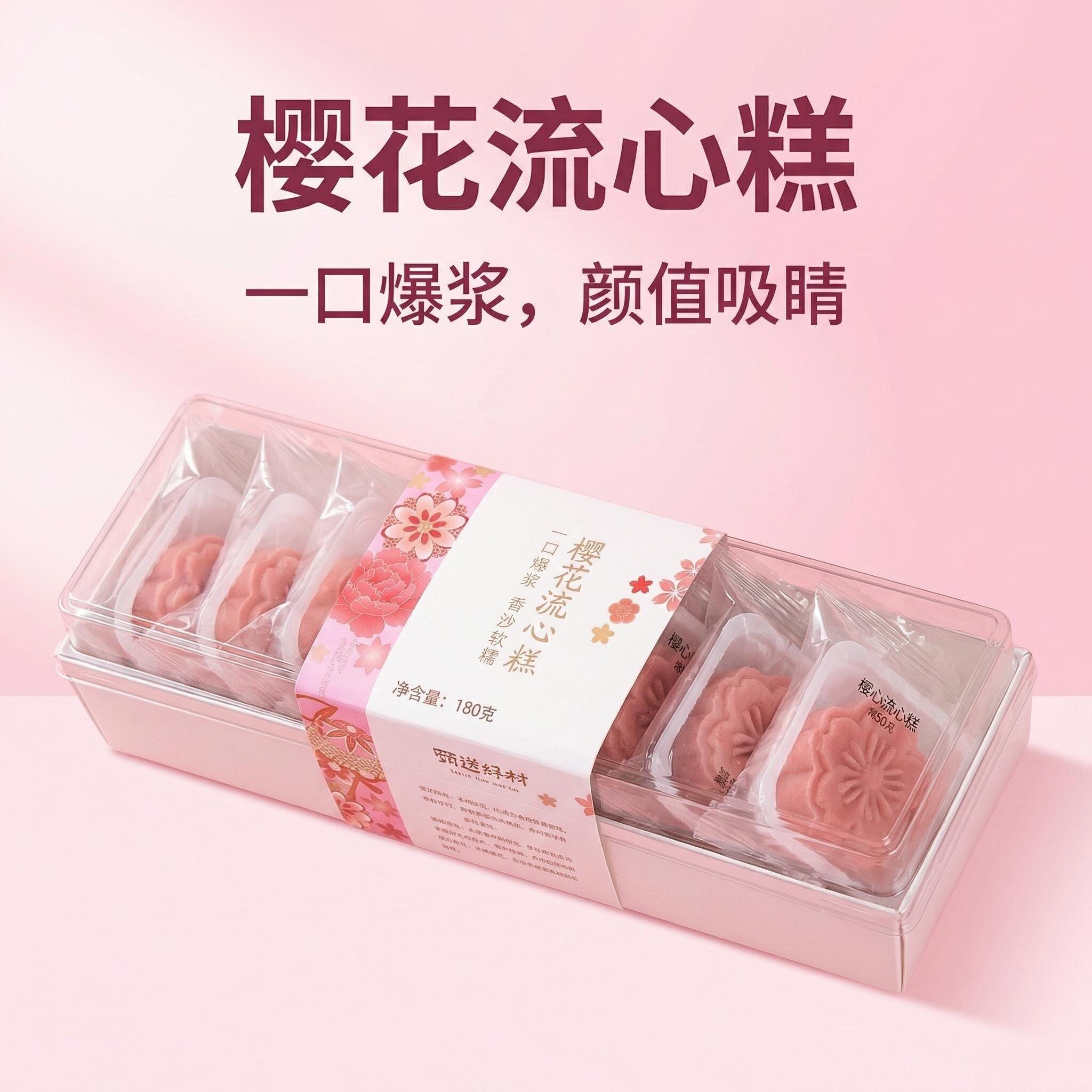 湖北特产武汉樱花流心糕礼盒装180g中式糕点礼盒伴手礼独立小袋