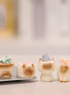 官方正品猫猫水晶盲盒摆件创意潮玩桌面装饰香薰石办公室小礼物送