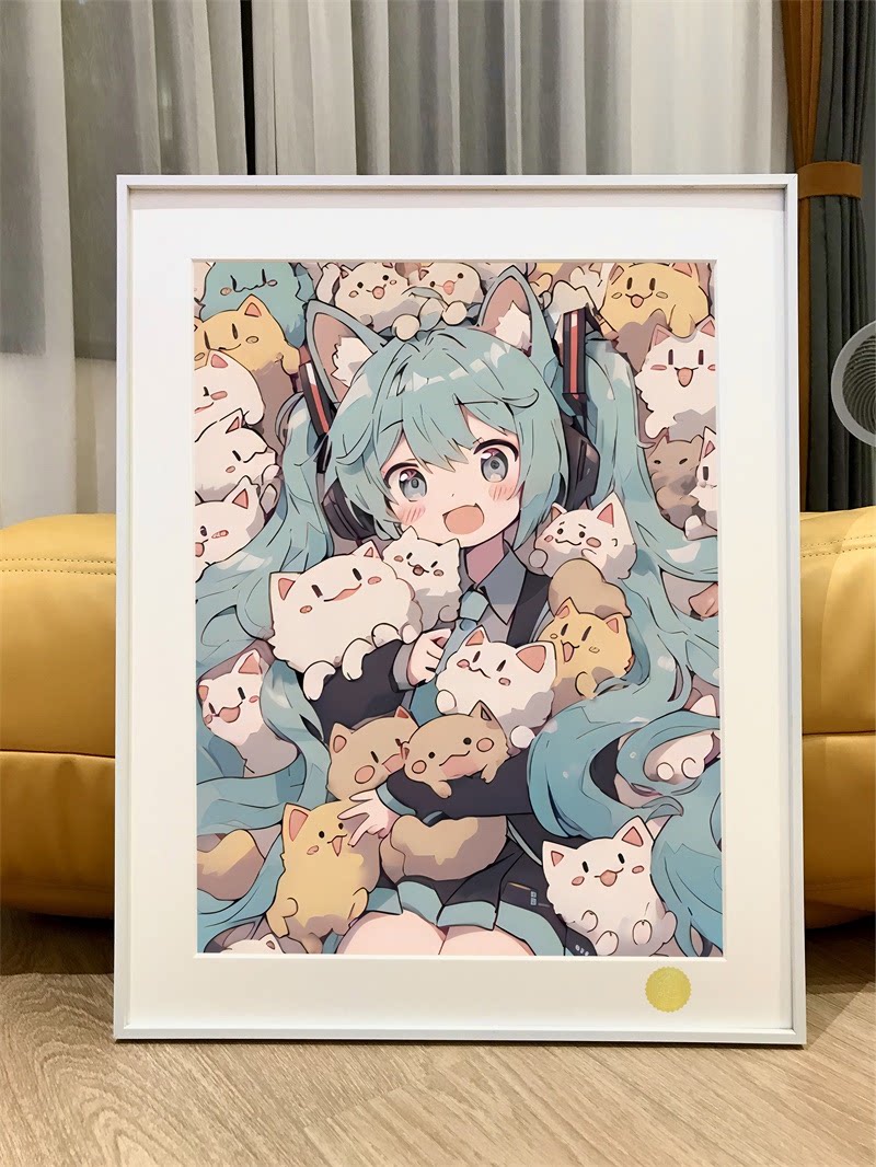 预售 星空工作室 《猫耳初音》初音未来miku大葱装饰画