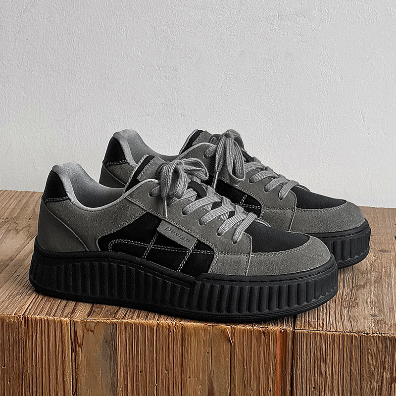 原创小众复古饼干鞋男女款2025新款厚底增高情侣百搭休闲板鞋潮牌