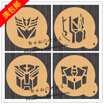 变形金刚 3寸6寸8寸糖粉筛 喷花模 饼干印花模咖啡拉花木糠杯撒粉