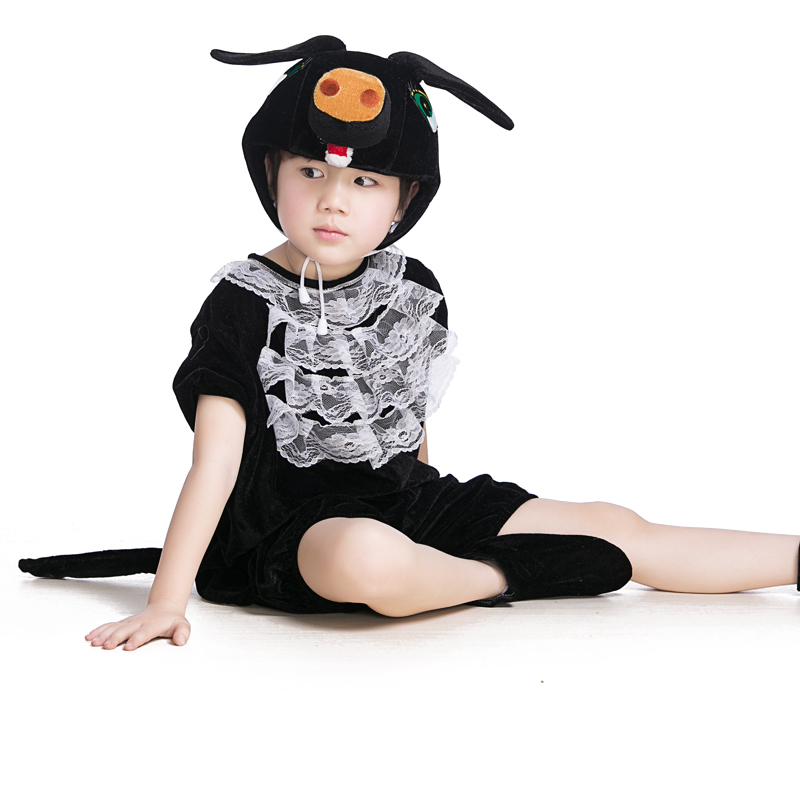 男童黑猪cos幼儿三只小猪演出服5