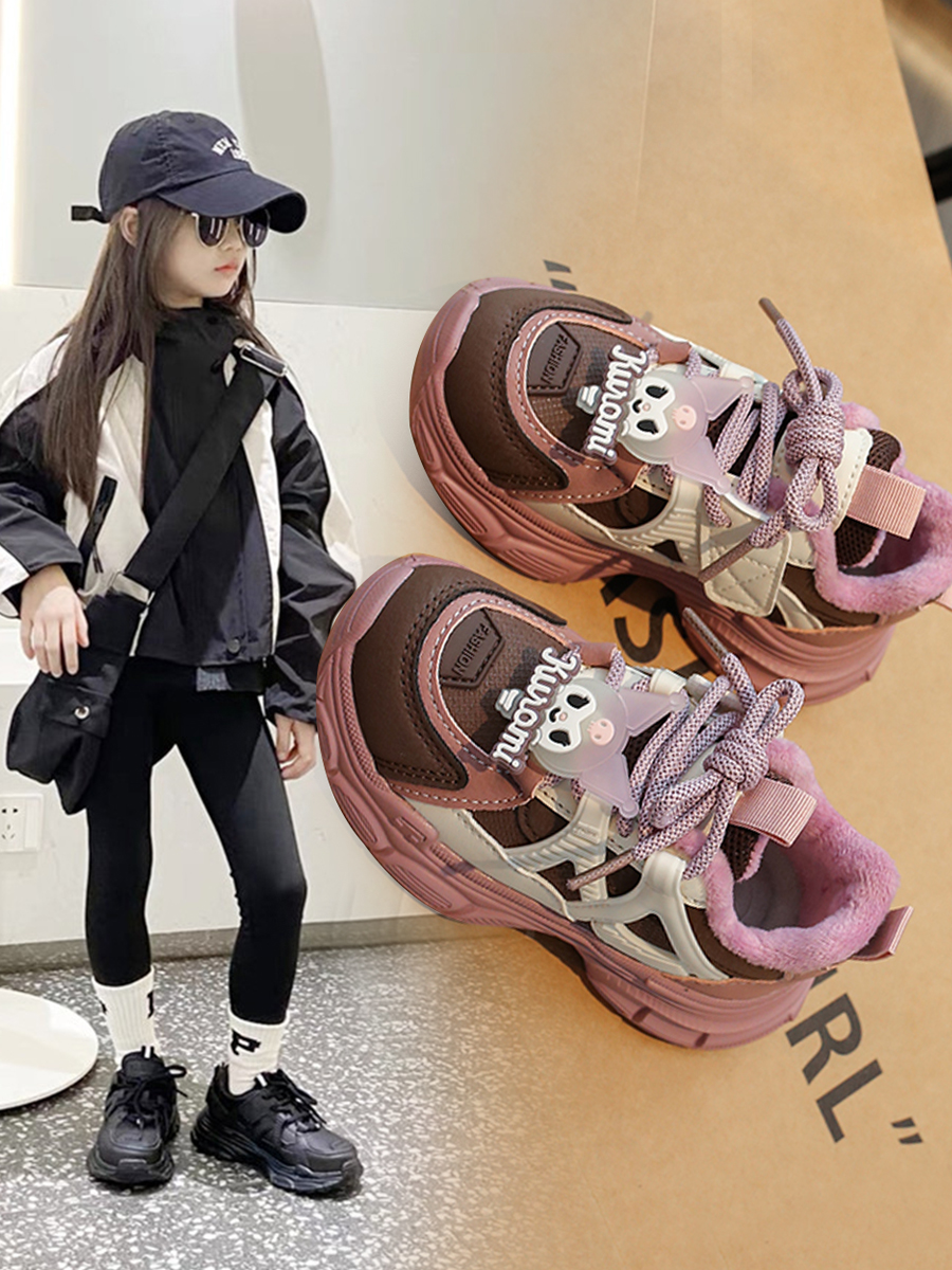 女童运动鞋2025春秋款新款皮面儿童鞋子小女孩春季透气防滑老爹鞋