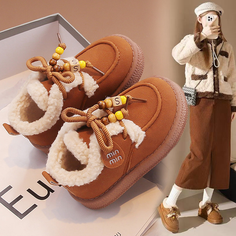 女童加绒棉鞋2025冬季新款男童保暖加厚毛毛鞋儿童勃肯鞋雪地冬鞋
