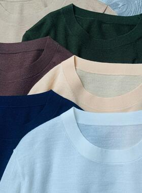 工厂清货 TH客供羊毛16针经典圆领薄款长袖针织衫极简通勤女毛衫