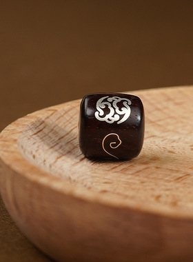 小叶紫檀木镶银卷草纹桶珠手串散