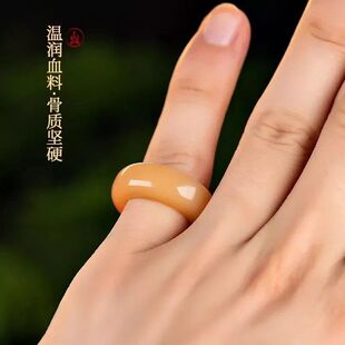 天然血料驼骨女款戒指老料满血骨头男士戒子保真文玩指环个性