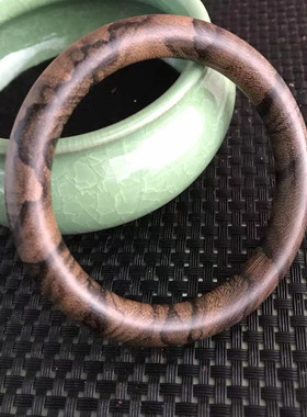 虎斑纹菩萨棋沉香手镯女素圈复古