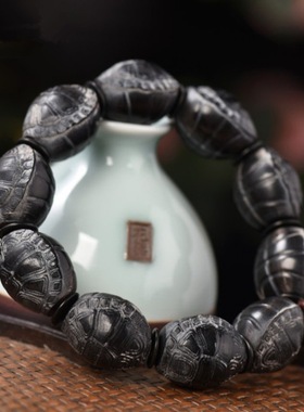 西藏牦牛角雕刻龟壳手串富甲天下