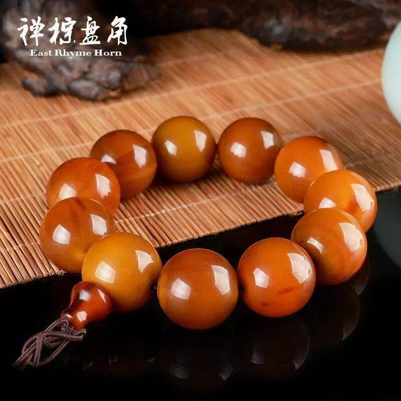 藏式正宗天然西藏老牦牛角手串带金丝男士配饰耗牛角手链挂车手持