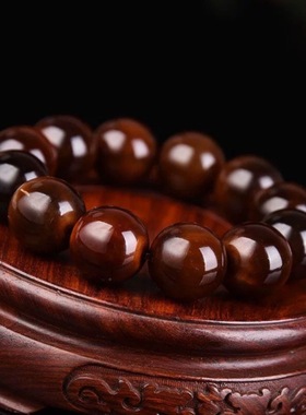 天然满血酒红山龟手串圆珠手链山