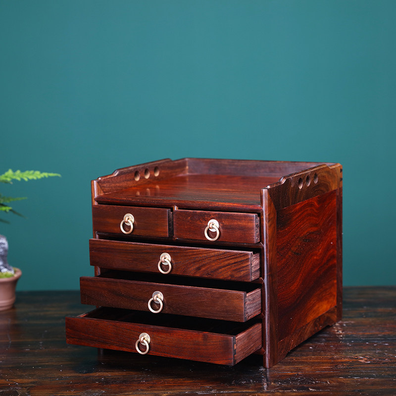 老挝大红酸枝普洱茶盒交趾黄檀全独板茶饼茶叶收纳柜红木储茶盒