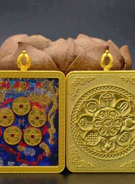 单面彩金铜钱4x5八宝莲花万字壳