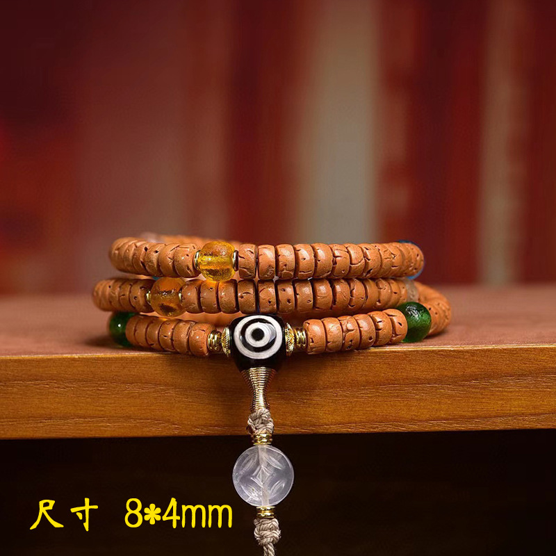 天然桃核药片项链藏式文玩药片珠