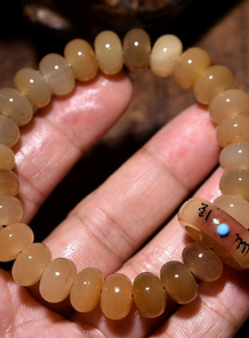 藏式算盘珠绵羊角手串蜜色满纹文