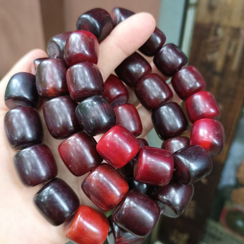 藏式正品西藏牦牛角手串,桶珠1.7