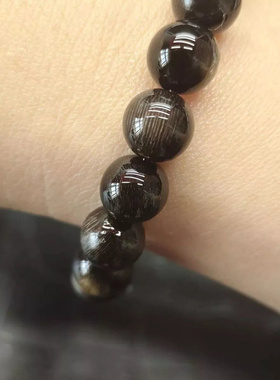 保真黑驴蹄子手串鱼籽纹清晰单珠