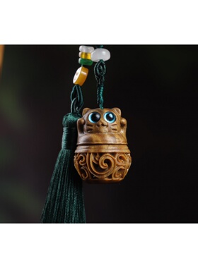 绿檀木质镂空香囊球熏香丸复古风