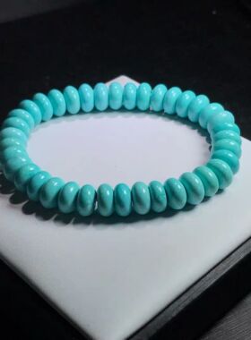 天然湖北原矿高瓷蓝绿松石算盘珠