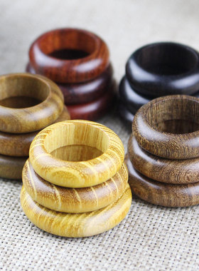 檀木戒指跑环男女指环佛珠配件黑