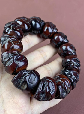 藏式天然西藏红牦牛角尸陀林主骷