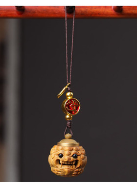 绿檀木质香囊香薰球镂空手机吊坠