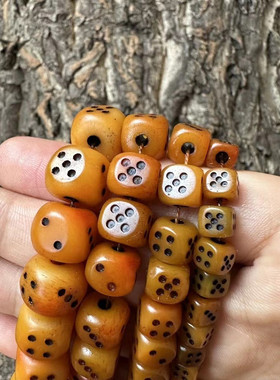 西藏牛骨方形骰子油润108颗桶珠