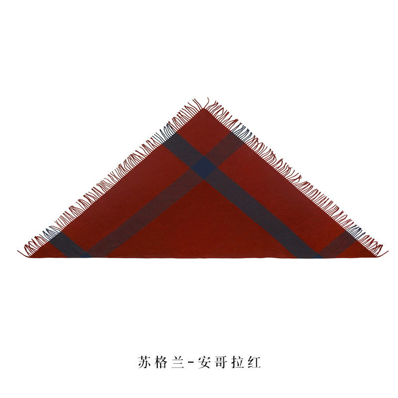 【新年礼物】织锦楼100%绵羊毛三角巾大披肩时尚复古格纹保暖围巾