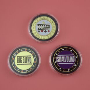 德州扑克百家乐黑杰克21点金属庄码筹码币压牌片大小盲DDEALER牌