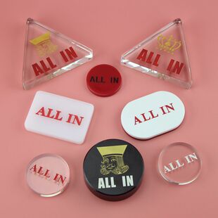 全押黑色水晶ALL IN 德州扑克DEALER 透明雕刻庄码下注庄牌配件