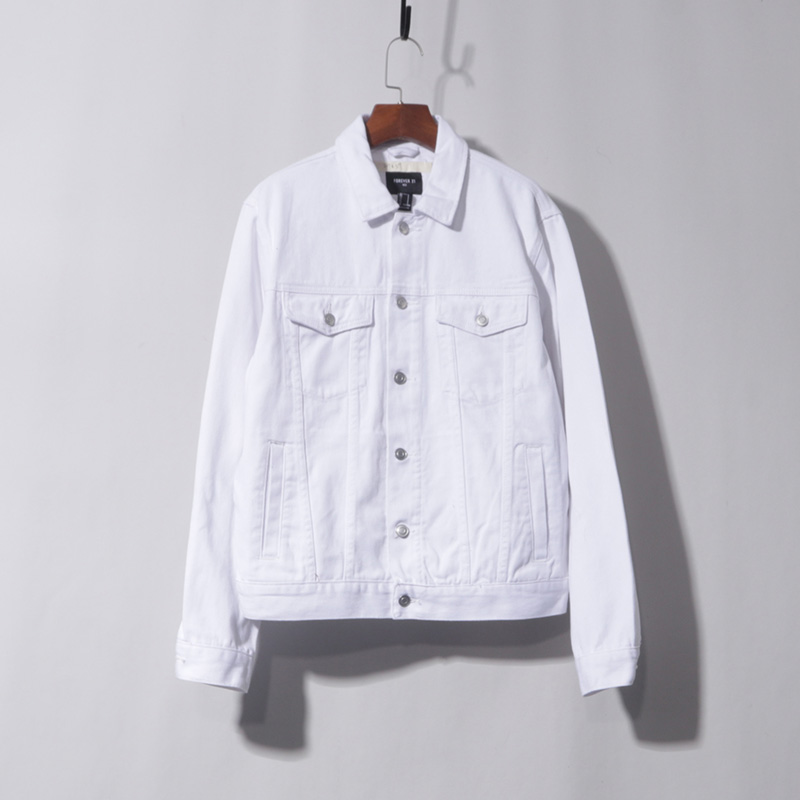 男装白色纯棉牛仔衣春秋季外套港风宽松潮牌工装夹克ins网红上衣