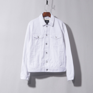 男装白色纯棉牛仔衣春秋季外套港风宽松潮牌工装夹克ins网红上衣