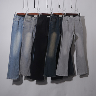 高腰内松紧微喇小个子修身显瘦弹力拖地马蹄喇叭裤长裤子