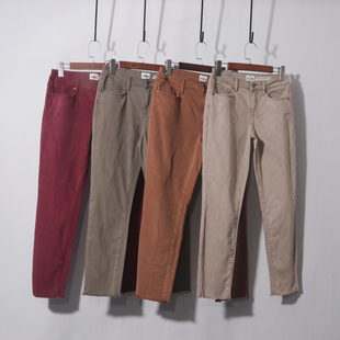 修身 毛边中腰弹力小脚裤 显瘦休闲小脚职业铅笔裤 九分女新款 春夏季