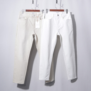 直筒春夏新款 铅笔牛仔裤 卡其MOM fit 白色 SLIM