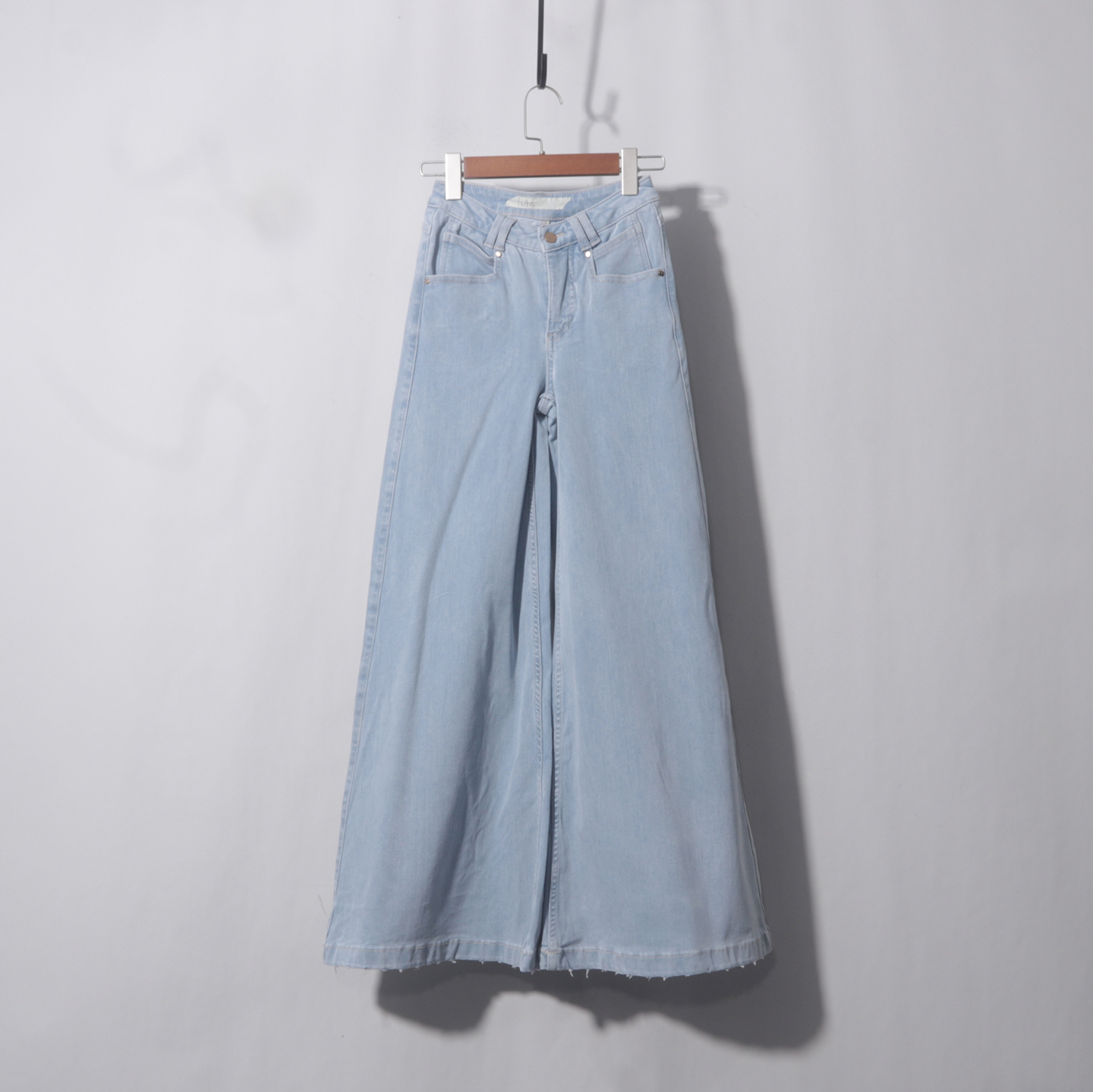 超级加长牛仔裤120CM 浅蓝阔脚刮破大喇叭低腰超大裤脚美式复古