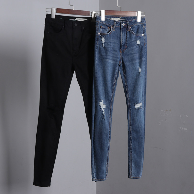 膝盖磨破小脚裤修身紧身高腰九分夏天薄款浅色铅笔裤子女夏外贸,女装/女士精品,牛仔裤,淘宝优惠券,粉丝福利购,淘宝优惠卷