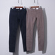 假口袋中间线造型小脚裤 牛仔卡其深蓝中腰弹力长裤