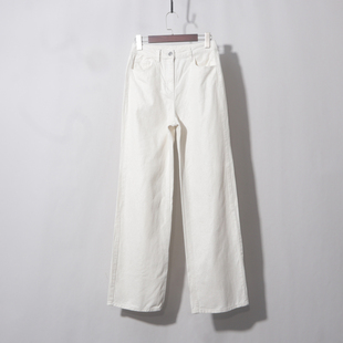杏色亮面高腰阔腿直筒超火的裤子法式气质垂感宽松长裤美式垂感